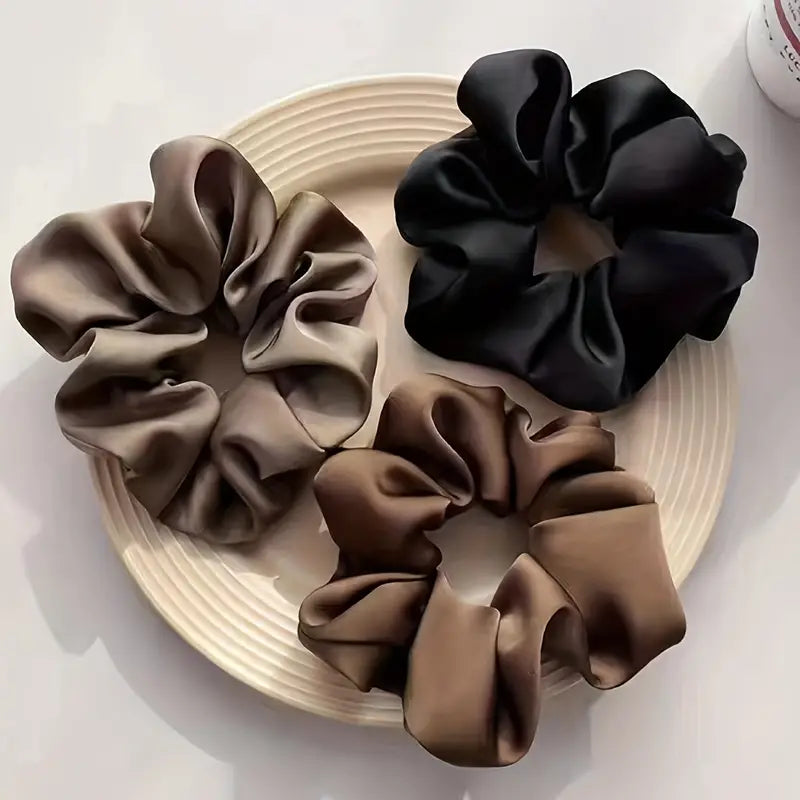 3-Piece Satin Elastic Hair Scrunchies