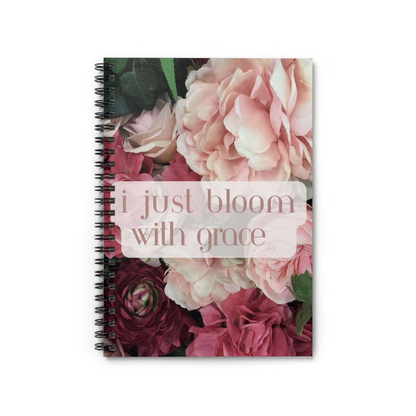Elegant Floral Spiral Notebook - "I Just Bloom with Grace" - Perfect for Inspirational Notes & Journaling