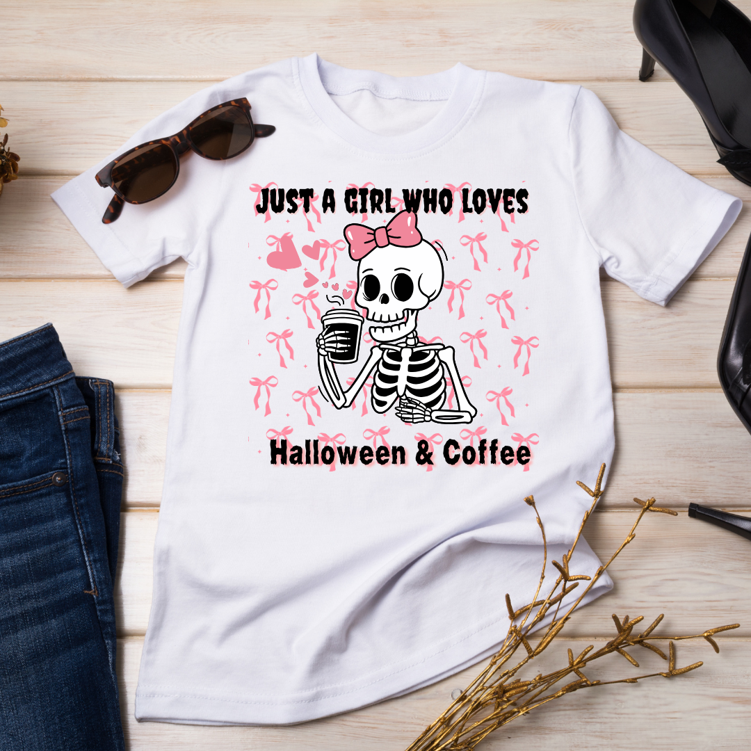 Just a girl who loves halloween and Coffee graphic tee - Halloween