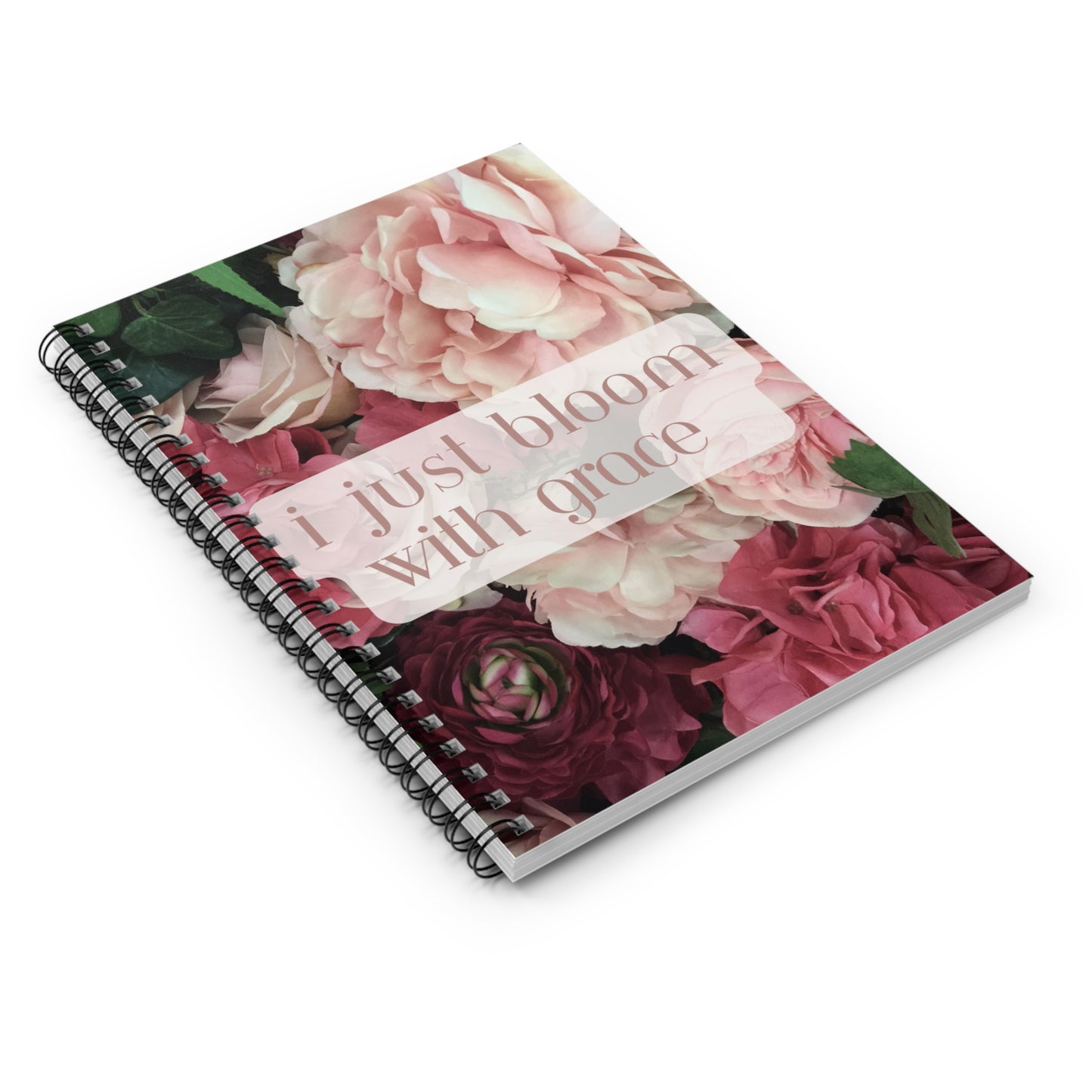 Elegant Floral Spiral Notebook - "I Just Bloom with Grace" - Perfect for Inspirational Notes & Journaling