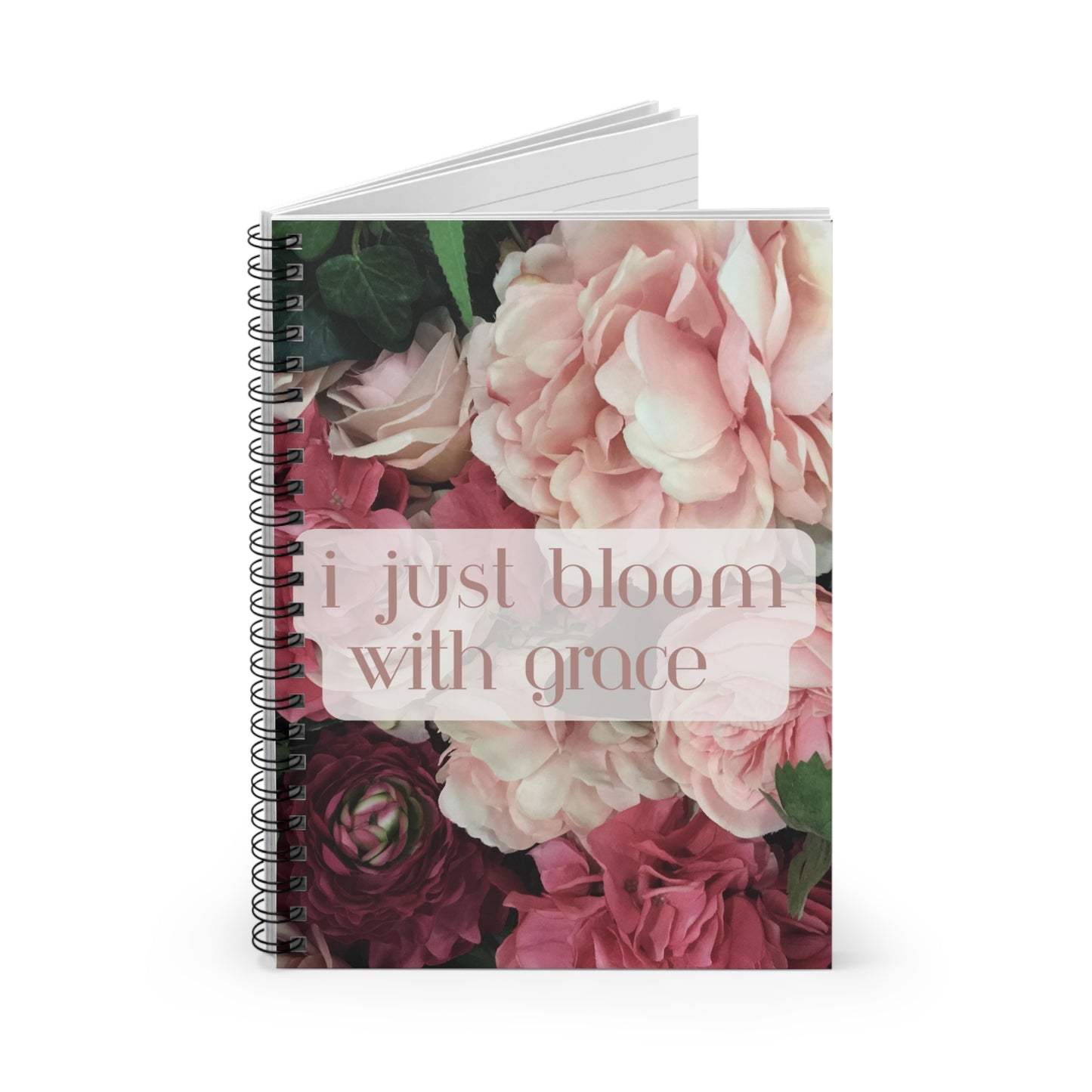 Elegant Floral Spiral Notebook - "I Just Bloom with Grace" - Perfect for Inspirational Notes & Journaling