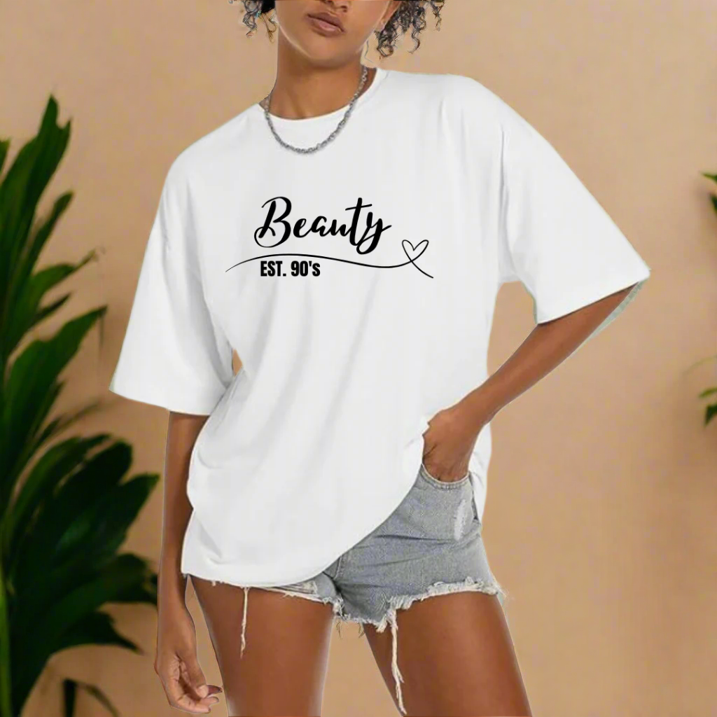 "Beauty EST 80's/90's " Casual graphic tee