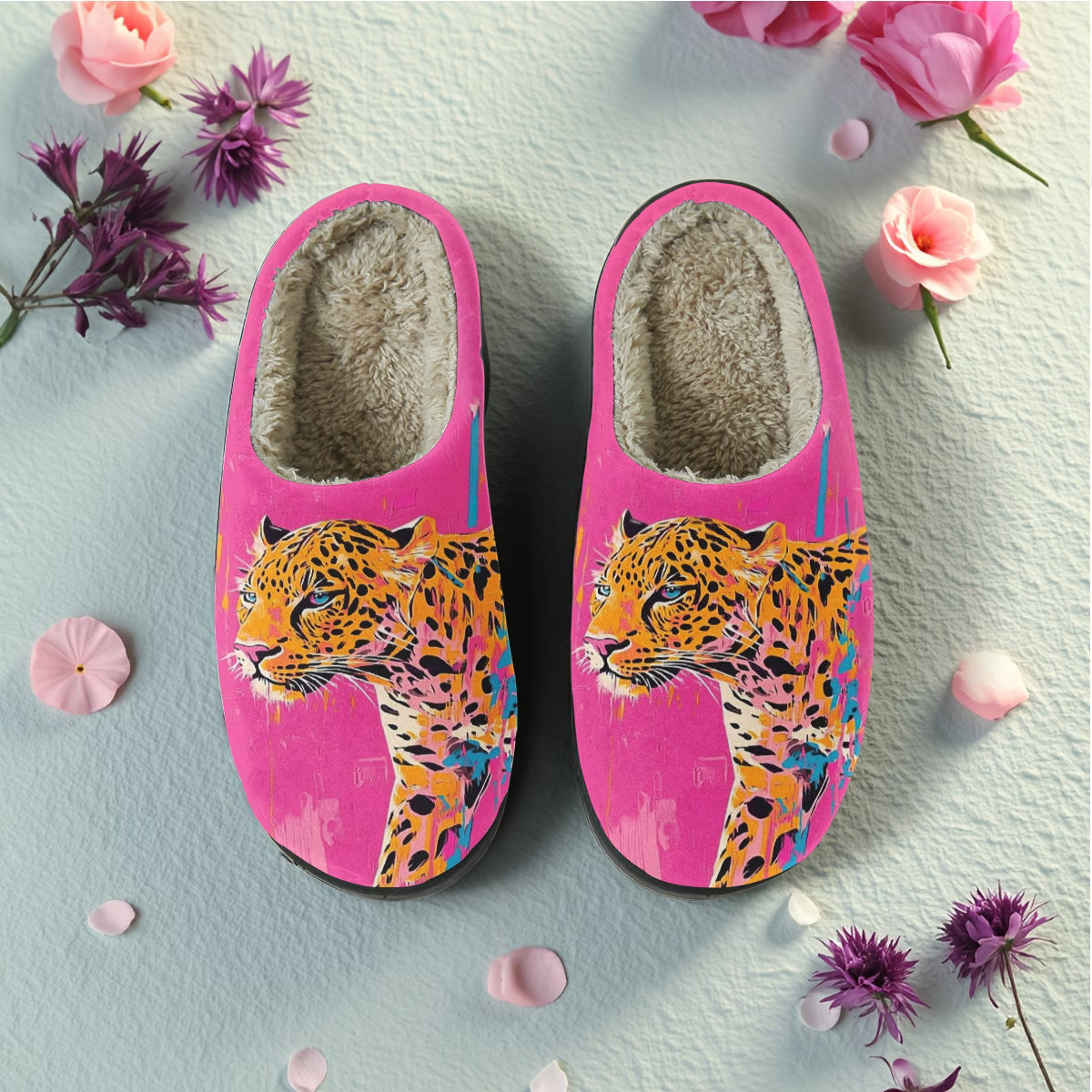 Pink Tiger Design Slippers -Easy Slip-On