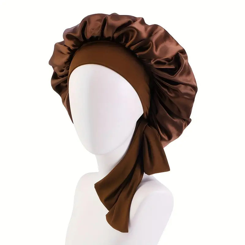 Bowknot Lace Up Satin Bonnet
