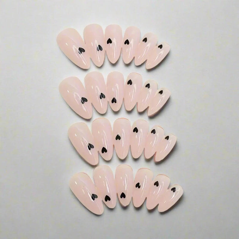 12pcs Medium-length Almond Press On Nails, Pinkish