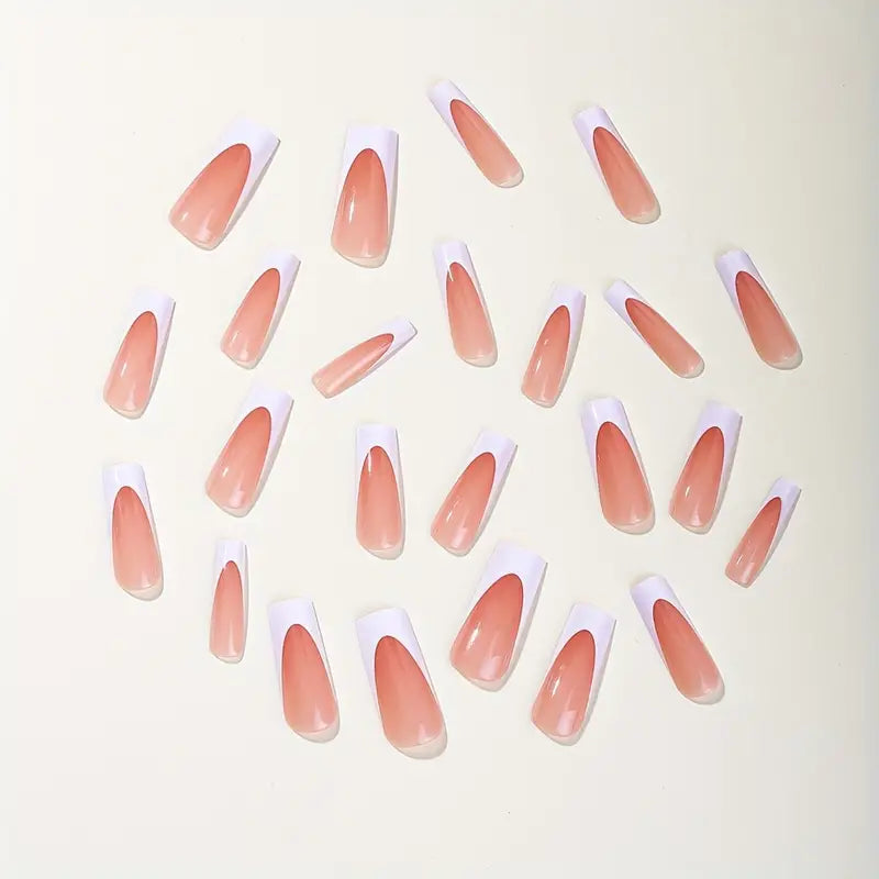 Long Coffin Press On Nails, French Tip-12pcs (Copy)