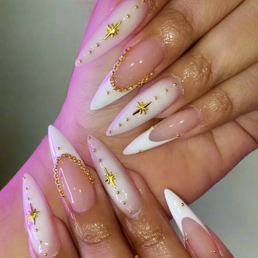 24pc Chic Almond Stiletto Press-On Nails: Long