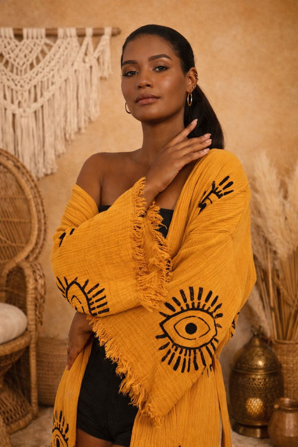 Evil Eye Kimono, Evil Eye Kaftan, Organic Cotton Kimono