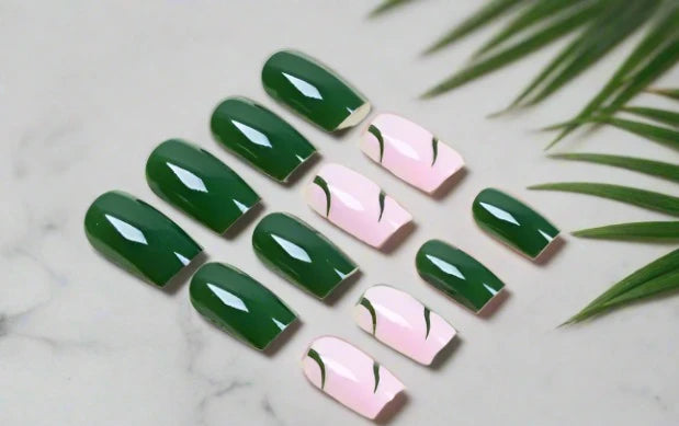 Green Envy Square false Nails Short 12pcs