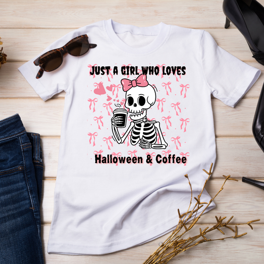Just a girl who loves halloween and Coffee graphic tee - Halloween