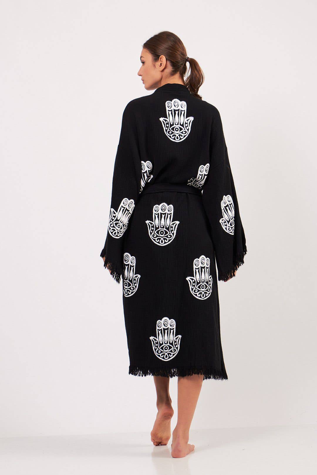 Hamsa Hand Cotton Kimono, %100 Cotton Kimono