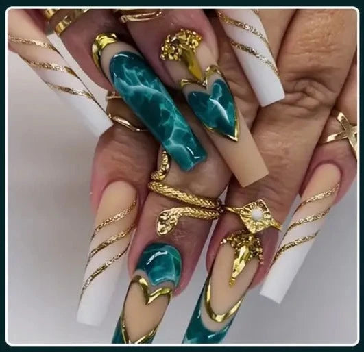 12pcs Long Coffin Press On Nails