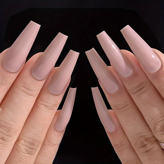 Nude coffin shape 12pcs Pink Press On Nails