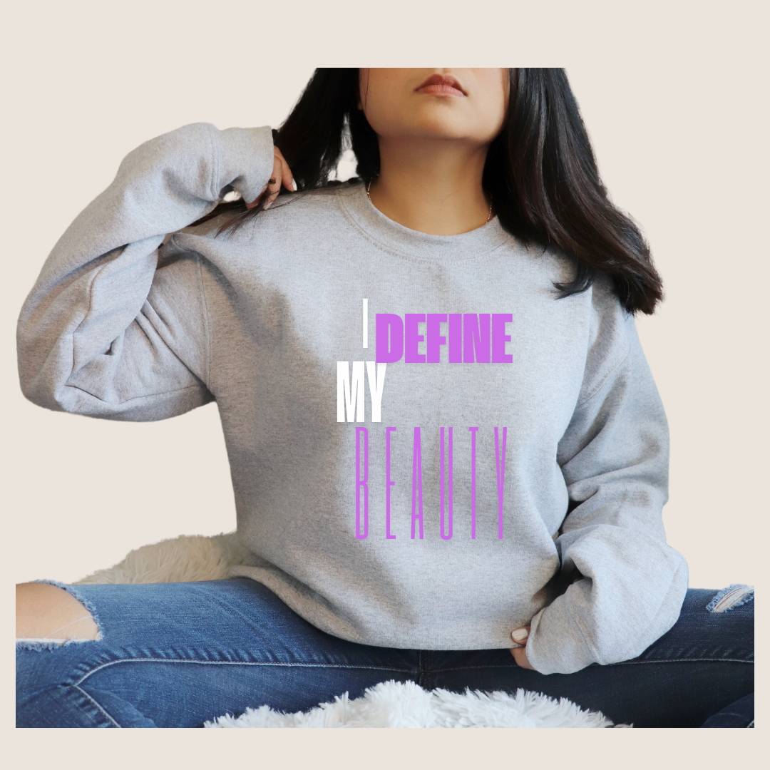 "I define my Beauty" Casual Crew Neck Pullover Long Sleeve sweater & Tee