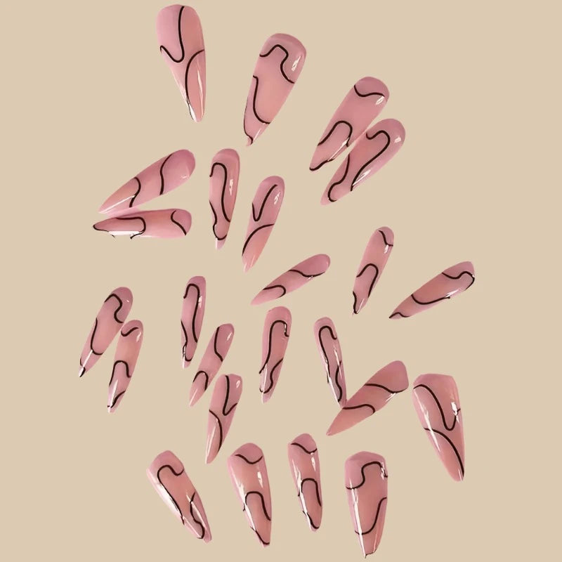 12pcs Glossy Medium Stiletto Pinkish