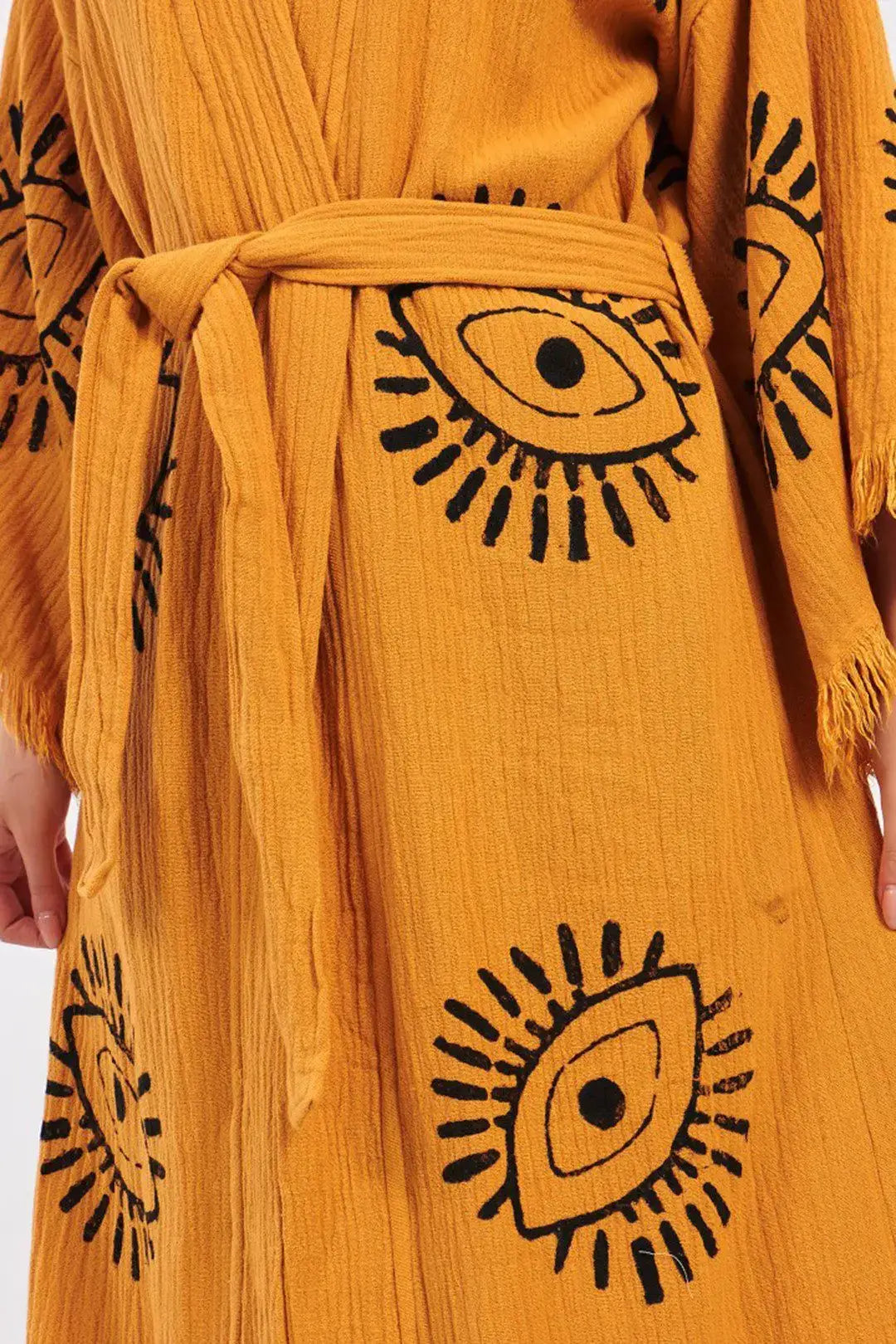 Evil Eye Kimono, Evil Eye Kaftan, Organic Cotton Kimono