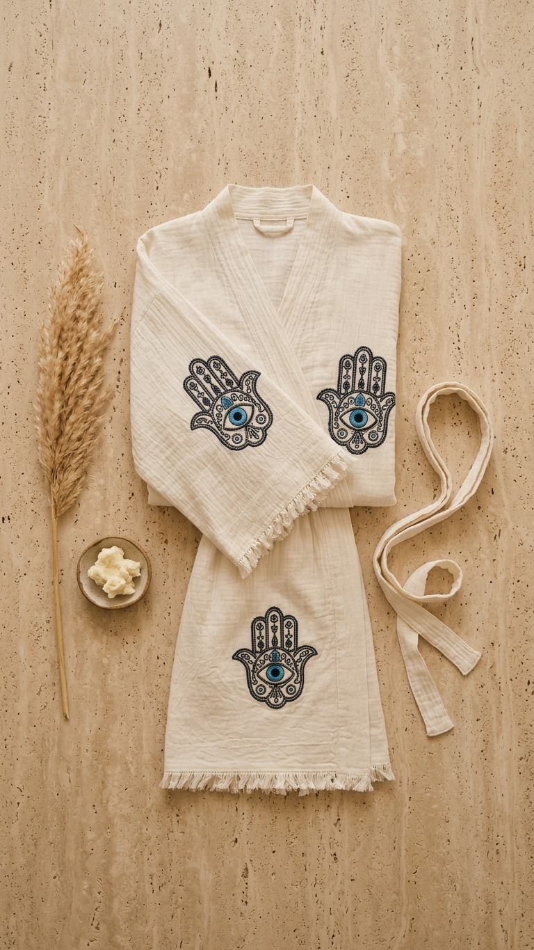 Short Cotton Kimono, Boho Kimono, Cotton Robe