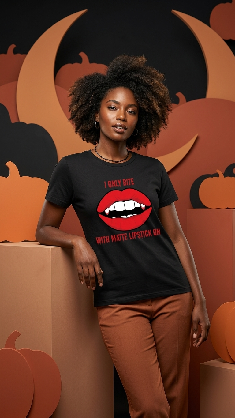 "I only bite with matte lipstick on"| Halloween  graphic tee