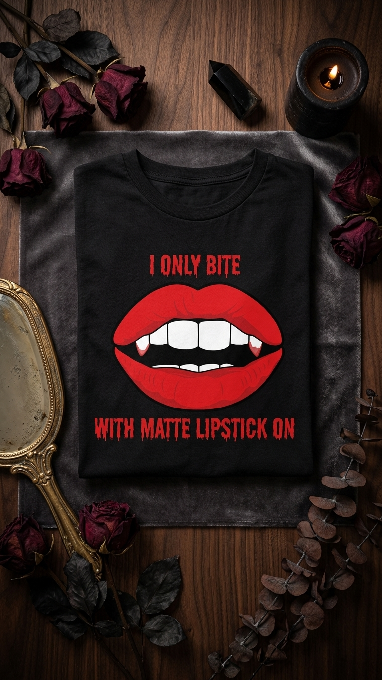 "I only bite with matte lipstick on"| Halloween  graphic tee